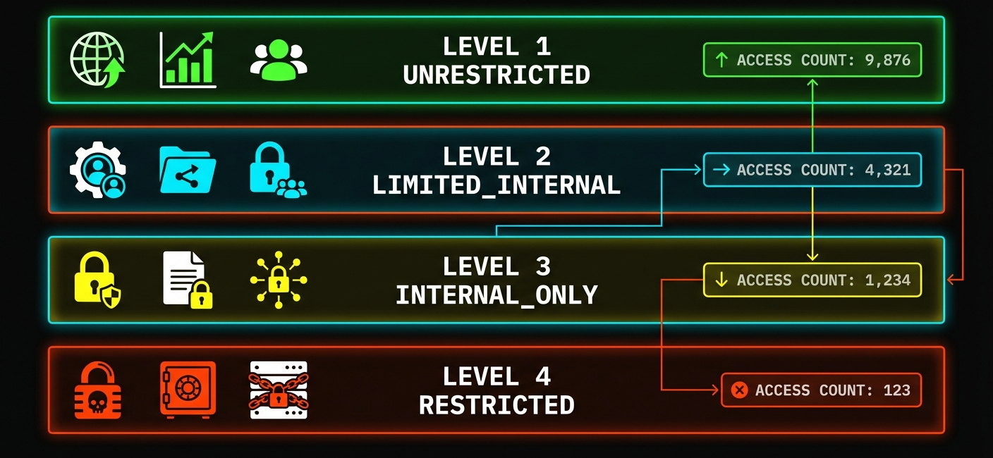 Classification level diagram showing four data access tiers